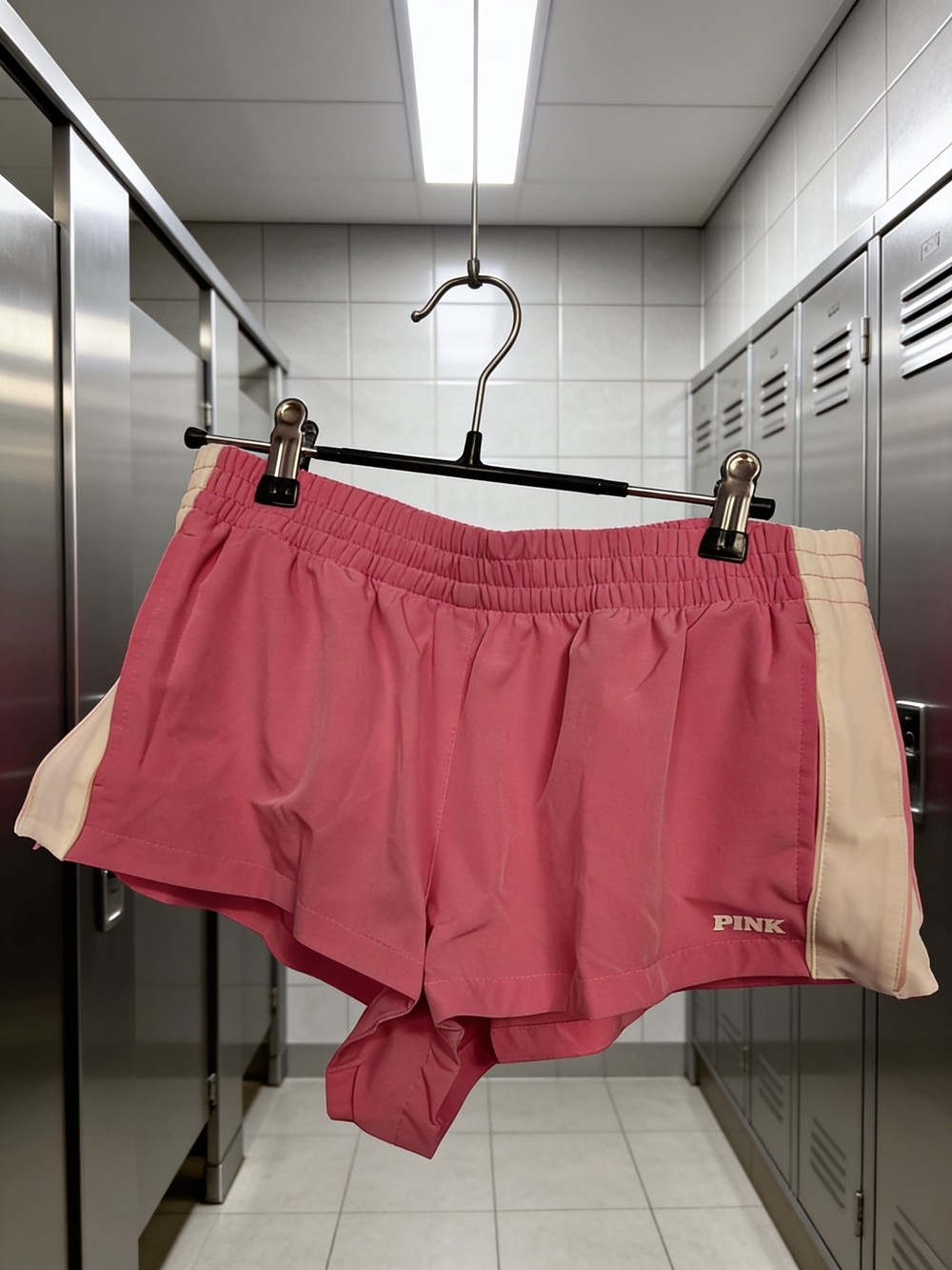 PINK Victoria's Secret Pink Athletic Shorts with Cream Side Panels